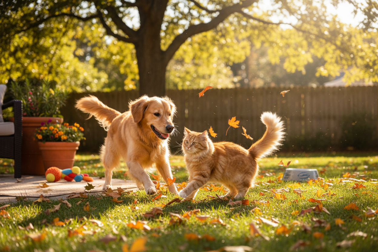 Zwei haustiere am spielen 